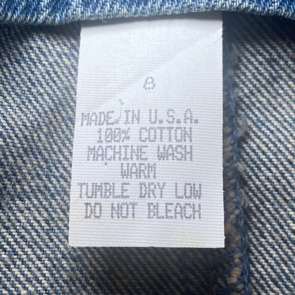 Denim Blazer Jacket Button Cuffs & Single Button Closure USA Made Distressed Y2K - Picture 6 of 8